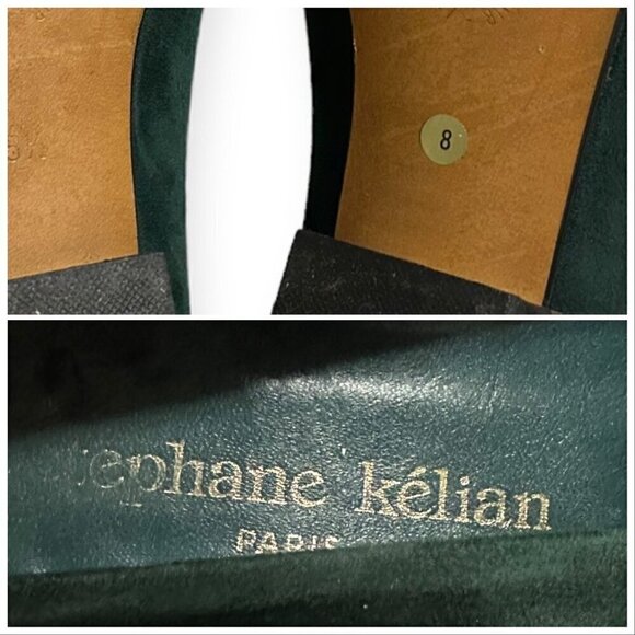 Stephane Kelian Vintage‎ Green Suede Pumps with Bow, Size 8 US, - Picture 11 of 13